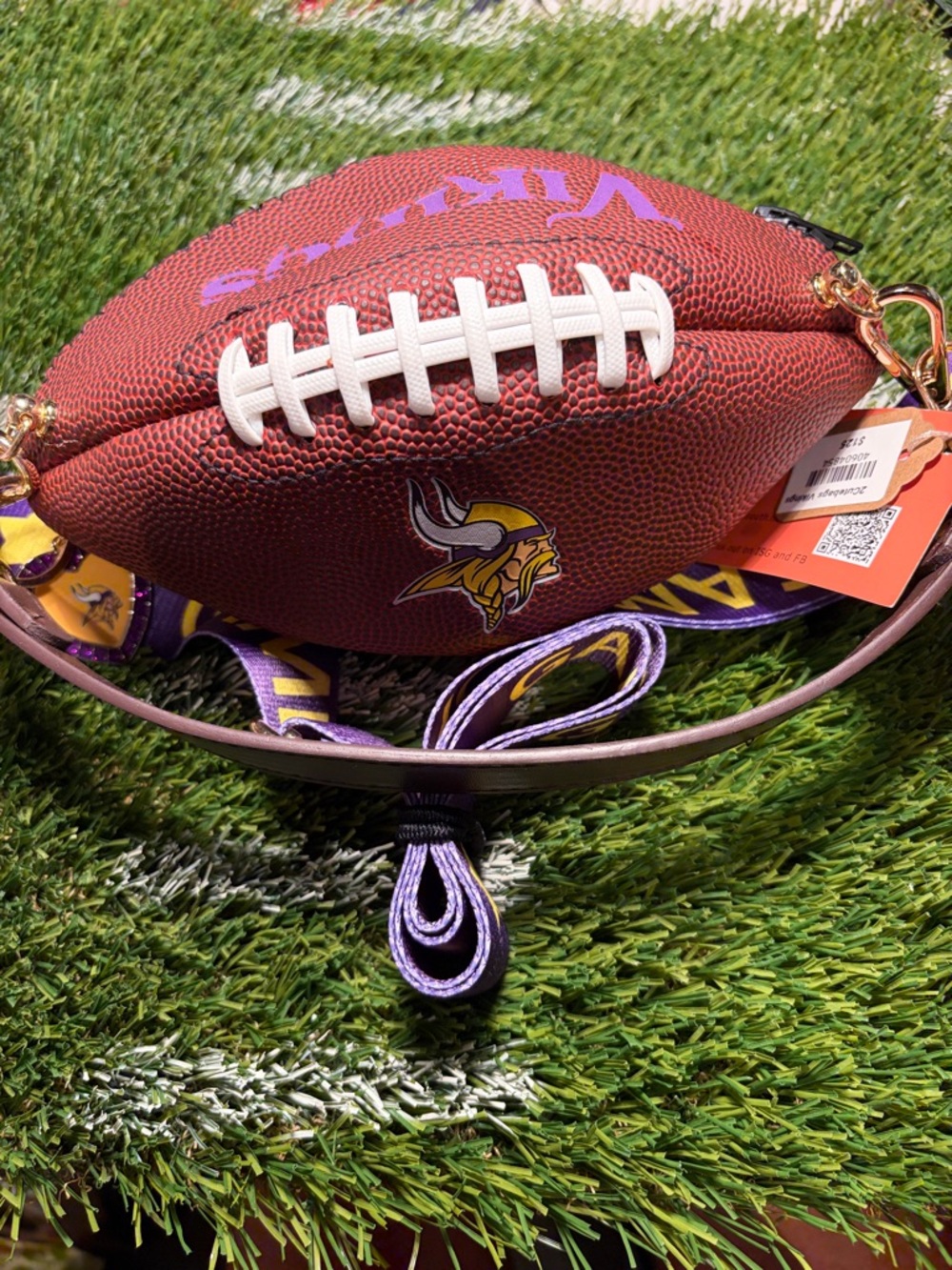 Minnesota Vikings Football Crossbody Bag - Purple & Brown